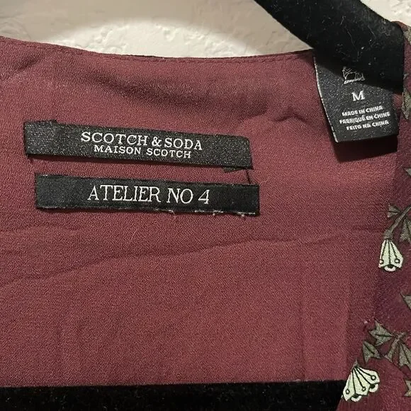 SCOTCH & SODA Atelier 4 Maroon Floral High-Low Wrap Dress, Size M - Picture 9 of 13